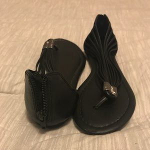 Black leather sandals